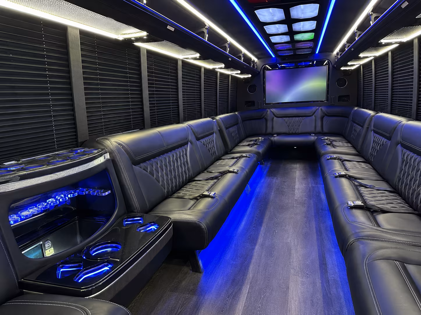 surprise 20 passenger party bus inside