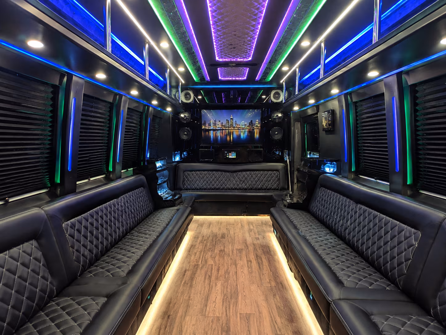 surprise 25 passenger party bus interior