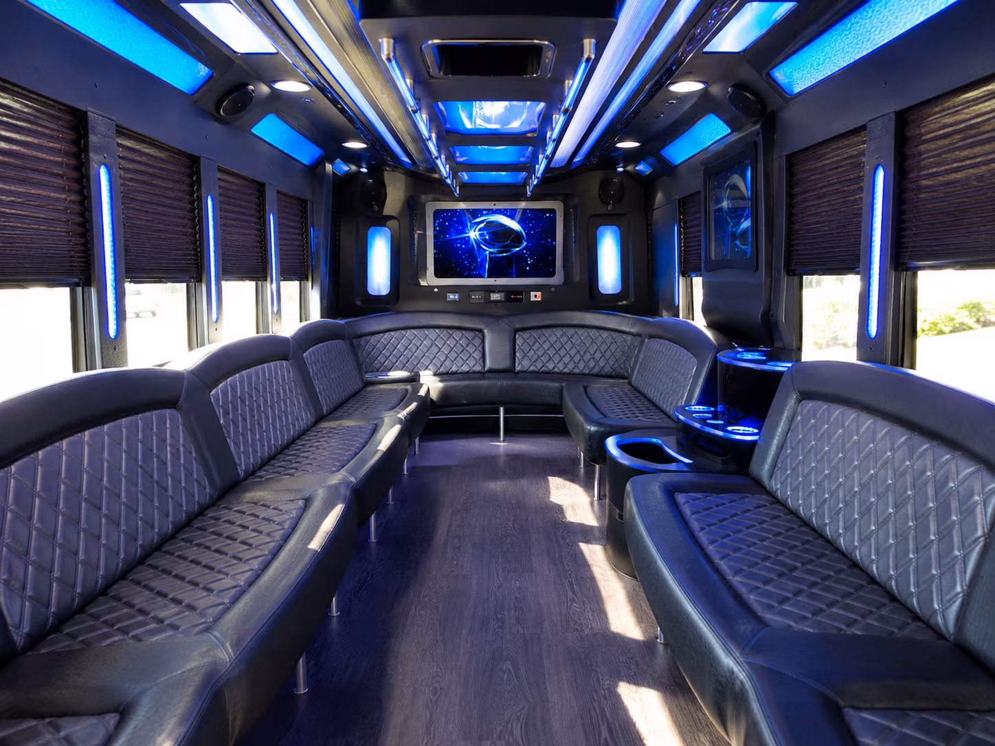 surprise 28 passenger party bus inside