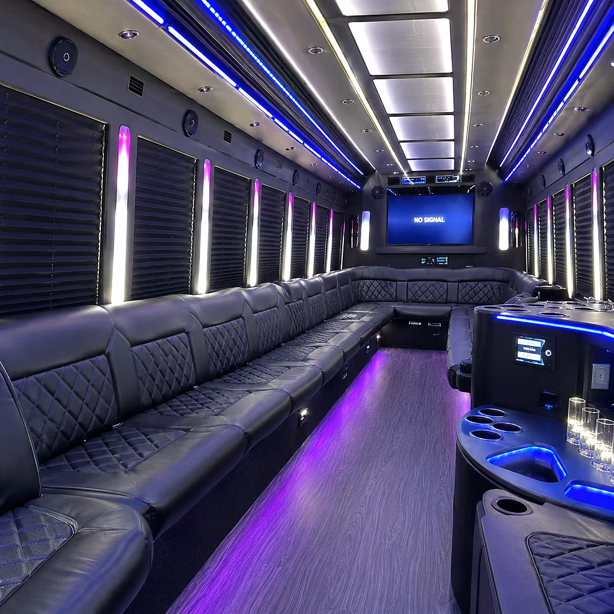 surprise 30 passenger party bus inside