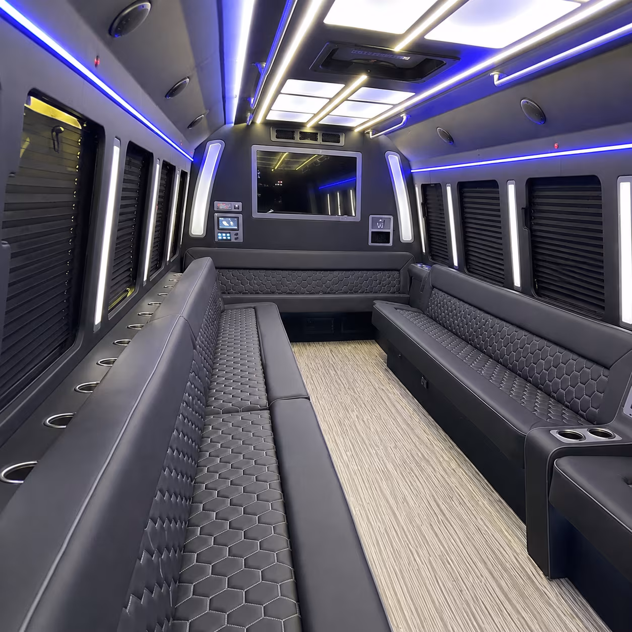 surprise 40 passenger party bus inside